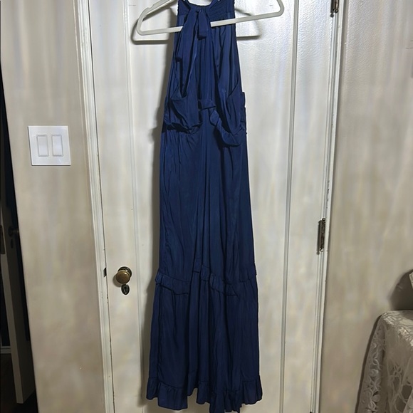 Blue Tiered Ruffled Halter Maxi Dress - Picture 2 of 5